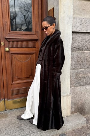 Dark Brown Faux Fur Coat