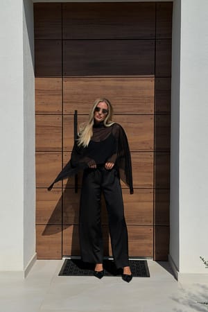 Black Mesh Cape Top