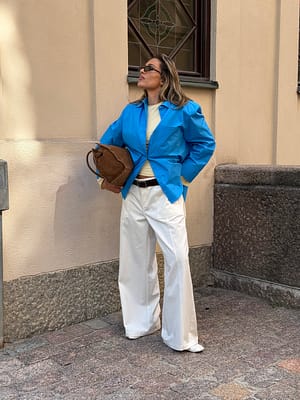 Cream Pantalon cargo à taille mi-haute