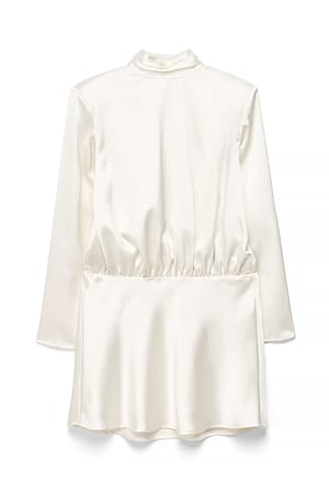 Cream Robe Mini à Détail Satiné au Dos