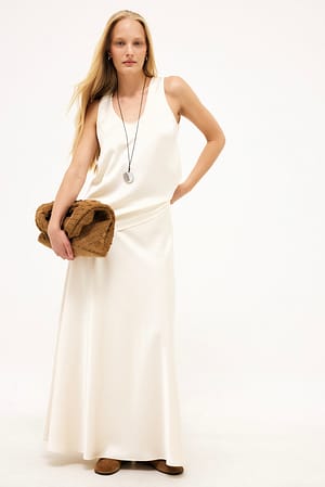 Champagne Satin Maxi-Rock