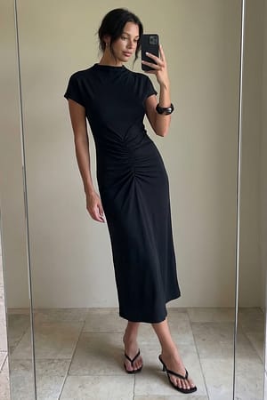 Black Scrunch T-shirt Dress