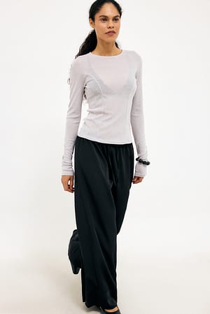 Grey Jersey-top med sømdetalje