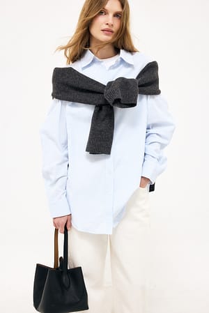 Blue Stripe Långärmad skjorta i seersucker-material