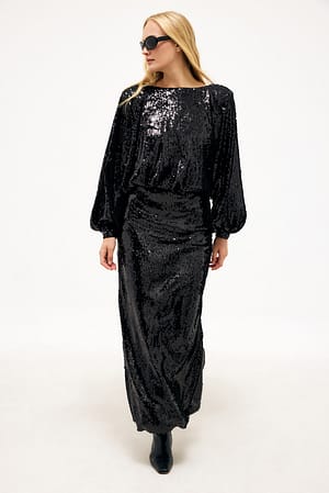Black Robe Maxi Papillon à Paillettes