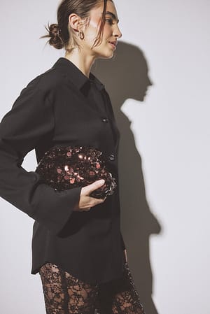 Brown Sequins Clutch