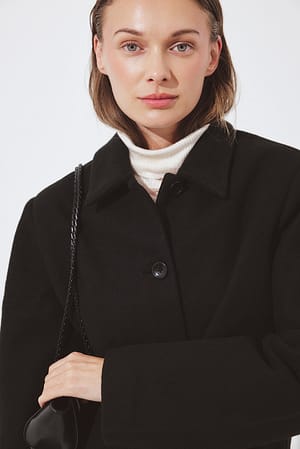 Black Sharp Shoulder Short Coat