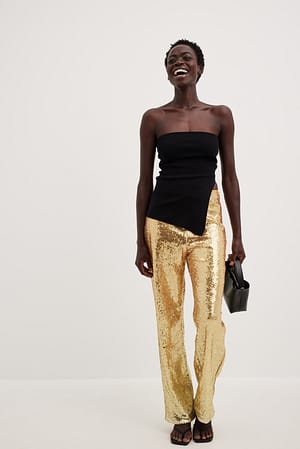 Shimmering Sequin Jacket with Stand Collar - Black main image 1