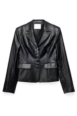 Black Kort tettsittende PU-blazer