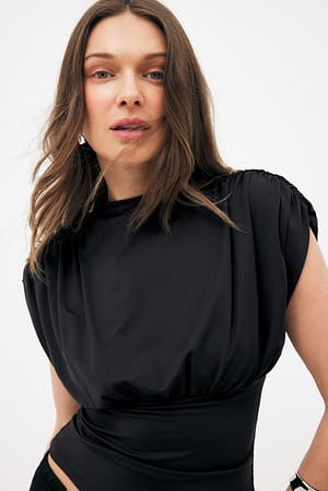 Black Jersey top met korte mouwen