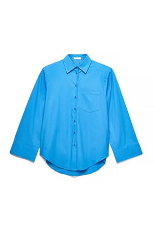 Turquoise Schouderpad Katoenen Shirt