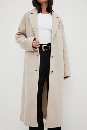 Beige Frakke med enkelt knap