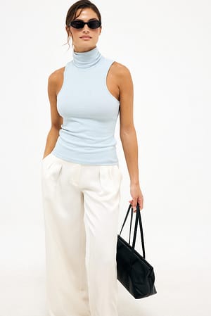 Blue Sleeveless Polo Jersey Top