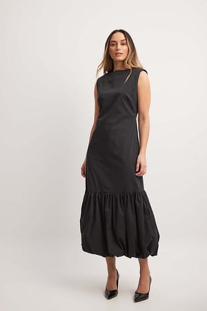 DESIGN scoop neck sleeveless crinkle shirred midi dress in stone DESIGN scoop neck sleeveless crinkle shirred midi dress in stone