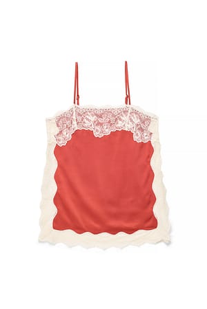Red Spitzen-Unterhemd mit Schlitzdetail