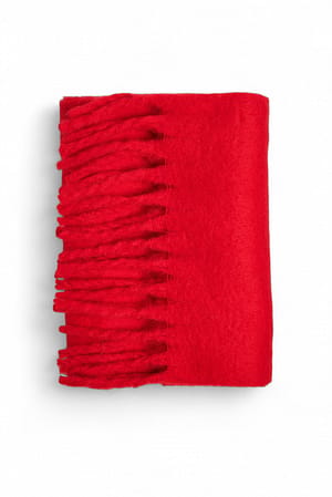 Red Återvunnen mjuk scarf med flätade fransar