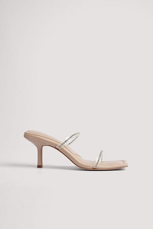 Nude Glitrende sandaler med doble stropper