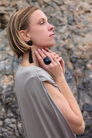 Black Stone Detail  Earrings