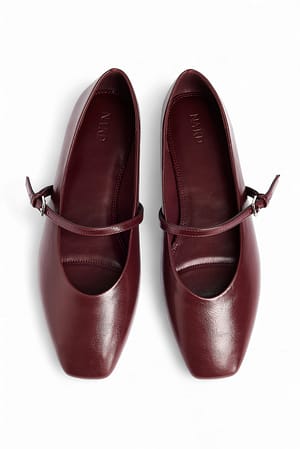 Burgundy Strap Detail Ballerinas
