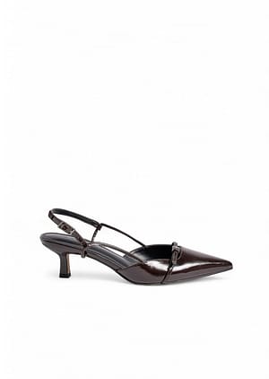 Brown Slingback pumps met bandjes