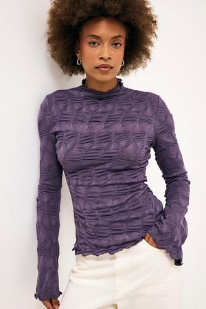 Lilac Strukturert langermet topp