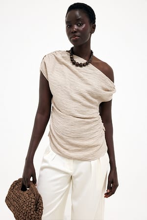Cream Structured Draped Top