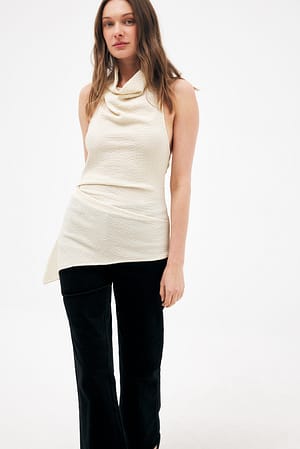 Offwhite Structured Halterneck Top