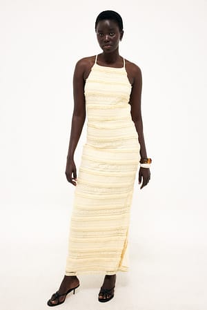 Light Yellow strukturiertes Maxikleid
