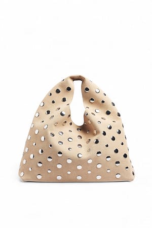 Beige Skulderveske med nagler