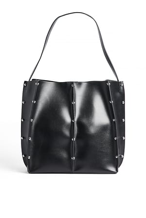 Black/Silver Studded Tote Bucket Bag