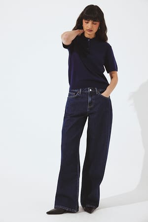 Dark Blue Studio lavmasket løstsittende jeans