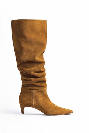Tan Bottes hautes en cuir