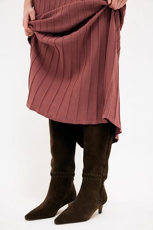 DK Brown Suede Knot Detail Boots