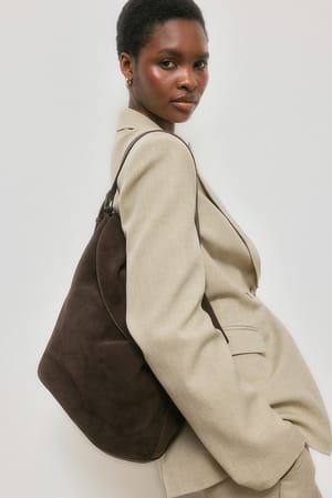 Dark Brown Cabas portefeuille en daim