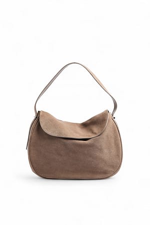 Beige Axelväska i mocka