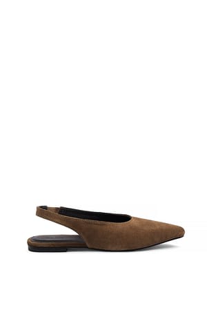 Brown Suede Slingback Flats