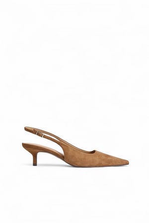 Tan Slingback-Pumps aus Wildleder