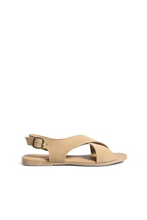 Tan Sandal i ruskind med slingback