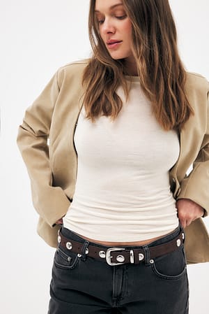 Brown Suede Studded Belt