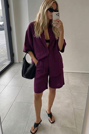 Fuchsia Pink Tailored Linen Shorts