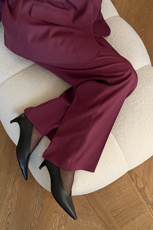 Burgundy Tailored Mid Waist Suit Pants