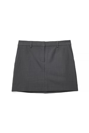 Grey Melange Tailored Mini Skirt
