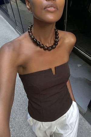 Brown tailliertes Longline-Korsett mit tiefem Ausschnitt
