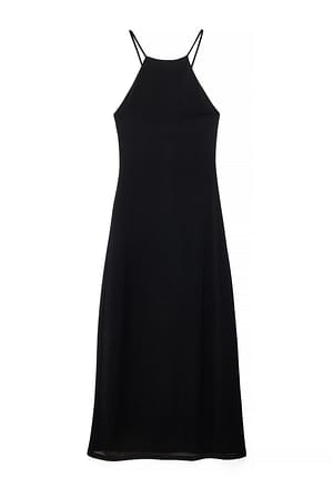 Black Robe en jersey à fines bretelles