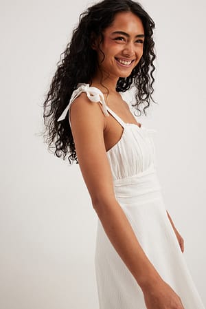White Frill Detail Tiered Cut Out Mini Dress - Daneen