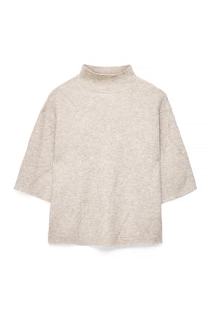 Light Beige Coltrui Gebreide Trui