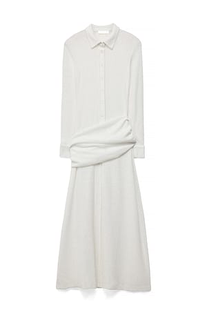 Offwhite Maxi-jurk met strikceintuur