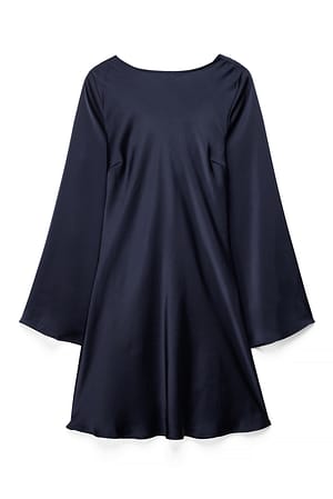 Navy Waterfall Back Satin Mini Dress