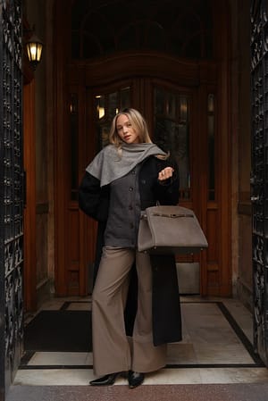 Black Oversized Raglan Sleeve Wool Blend Coat