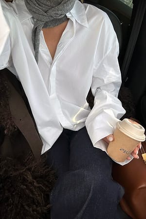 White Cuff Detail Cotton Shirt